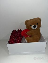 🧸🌹 Box con rose artigianali e peluche