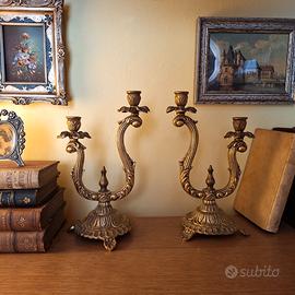 Candelabri Antichi in Ottone - Rococò Anni 50 RARI