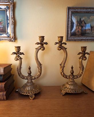 Candelabri Antichi in Ottone - Rococò Anni 50 RARI