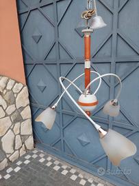 lampadario a 3 luci in legno 