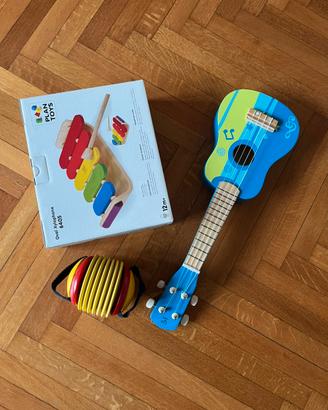 3 Strumenti musicali per bambini in legno