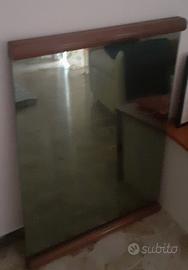 Specchio con Base e Top in Legno Lucido