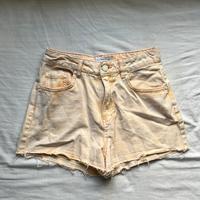 Shorts jeans chiari a vita media effetto slavato