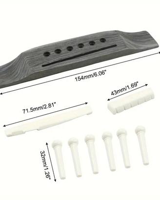 Ponte palissandro Saddle pin e nut chitarra