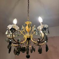 Lampadario ottone gocce vetro