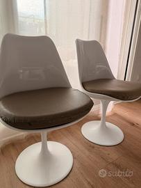 Set 4 sedie stile Tulip bianche con cuscino
