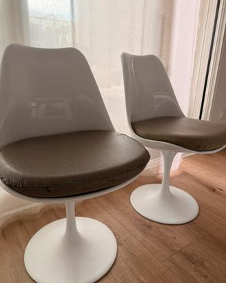 Set 4 sedie stile Tulip bianche con cuscino