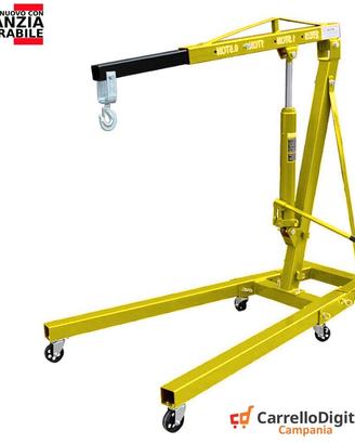 Gru idraulica Pieghevole 2T da officina. Giallo