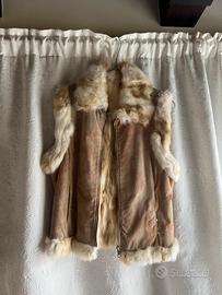 Gilet vintage vera pelle e vera pelliccia