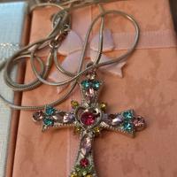 Collana puro Argento925 cm60 con croce moissanite 