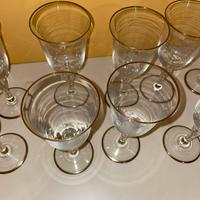 Set 12 Calici Cristallo e Oro Zecchino Vintage