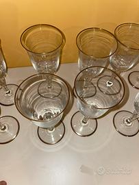 Set 12 Calici Cristallo e Oro Zecchino Vintage