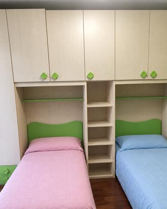 Cameretta completa: armadio a ponte + 2 letti sing