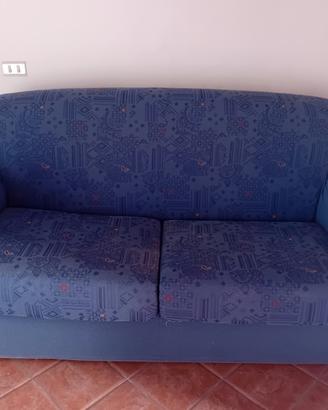 Divano due posti blu in tessuto
