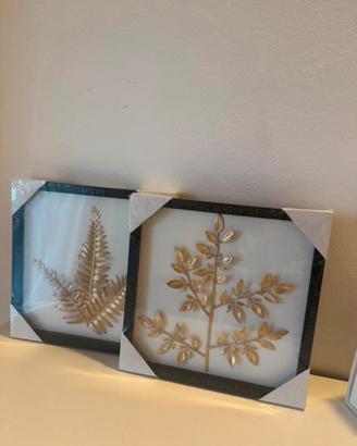 Quadri decorativi con foglie dorate