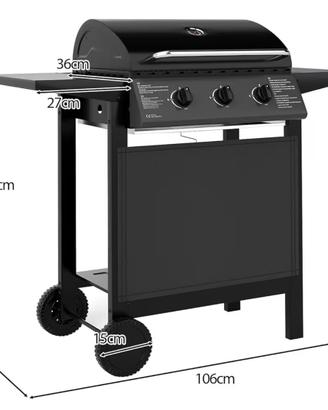 Barbecue a gas 3 bruciatori 24000 BTU