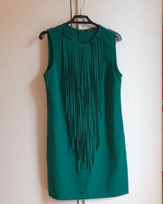 Vestito Verde Zara con Frange-Come Nuovo