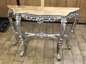 Consolle d'ingresso stile barocco moderno argento