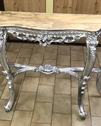 Consolle d'ingresso stile barocco moderno argento