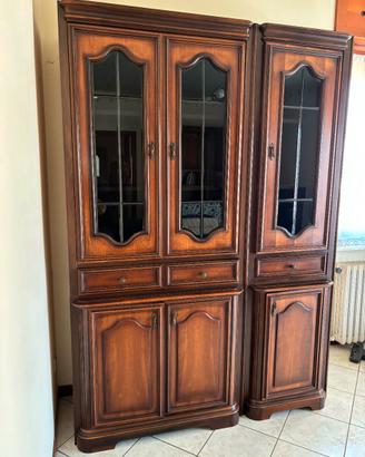 Mobile sala in legno vintage con vetrinetta