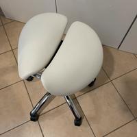 Sgabello da sella Teqler, ergonomico, bianco