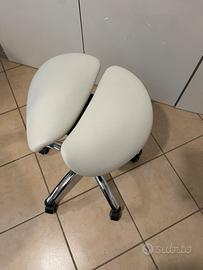 Sgabello da sella Teqler, ergonomico, bianco