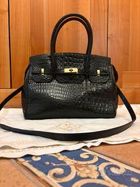 Borsa in vera pelle stampa esotica