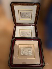 Tris Quadretti Vintage con Lastra in Argento