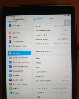 iPad air 2 32 GB nero