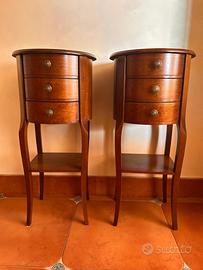Coppia comodini in legno con 3 cassetti