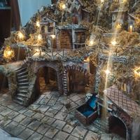 presepe di natale illuminato artigianale 