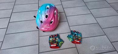 CASCO UNICORNO tg 52-56 + GUANTI,CASCHETTO BICI