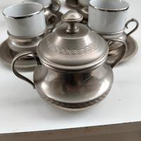 Servizio caffè peltro e ceramica