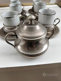 Servizio caffè peltro e ceramica