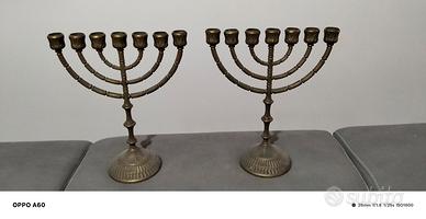 Candelabri Menorah 7 Bracci Ottone 