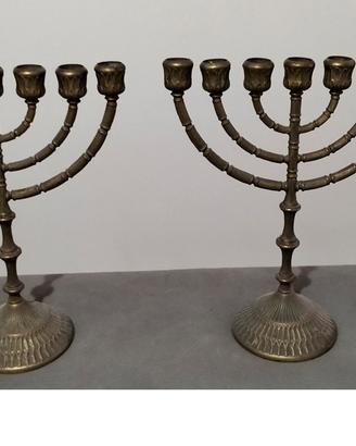 Candelabri Menorah 7 Bracci Ottone 