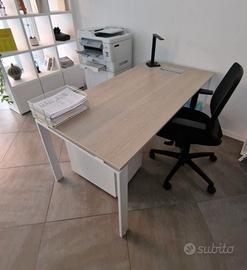 Scrivania ufficio 160x80, sedia e cassettiera
