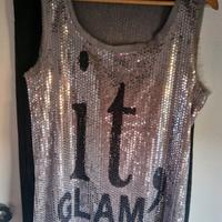 Top Paillettes Argento e Jeans skinny nero