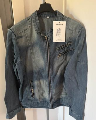 Giacca in Jean Biker Uomo Nuova Taglia L