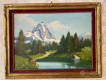 Olio su Tela "Cervino e Lago Alpino" A. Morandi