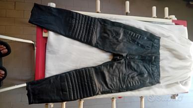 pantaloni biker pelle nera taglia 52