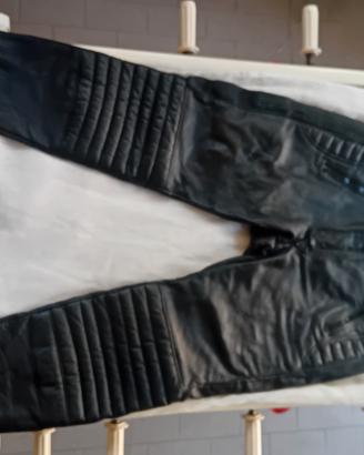 pantaloni biker pelle nera taglia 52
