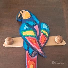 Attaccapanni vintage ARTIDEA pappagallo legno 
