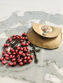 Rosario antico con piccola borsetta