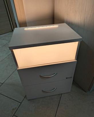 coppia di comodini bianchi-con luci a LED