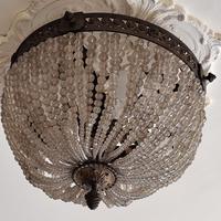 Antico lampadario stile Impero bronzo e cristallo