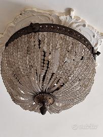 Antico lampadario stile Impero bronzo e cristallo