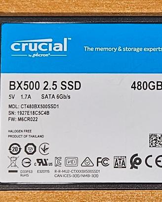 SSD Crucial BX500 2.5 480GB SATA
