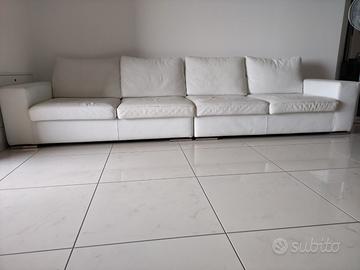 Divano in pelle bianco Giulio Marelli - 6 posti