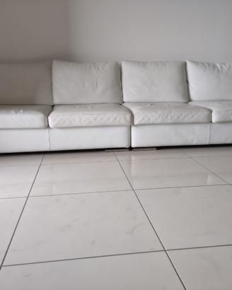 Divano in pelle bianco Giulio Marelli - 6 posti